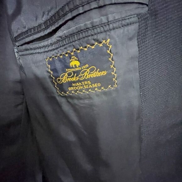 Brooks Brothers Men’s Navy Blue Blazer 46L Two Button Wool Blend Jack - Picture 3 of 9